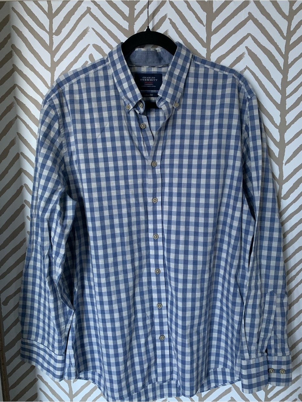 Charles Tyrwhitt Blue & White Gingham Button-Down Shirt